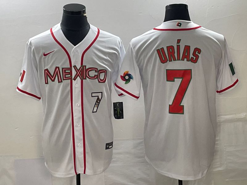 Men 2023 World Cub Mexico #7 Urias White red Nike MLB Jersey11->more jerseys->MLB Jersey